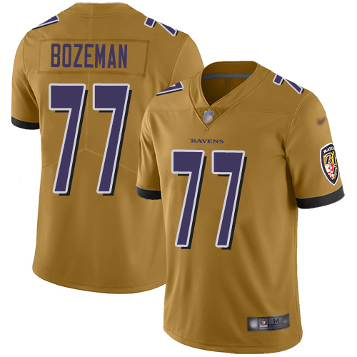 Baltimore Ravens Limited Gold Men Bradley Bozeman Jersey NFL Football #77 Inverted Legend
